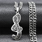 Piano Note Silver Pendant Necklace — Stainless Steel