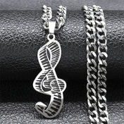 Piano Note Silver Pendant Necklace — Stainless Steel