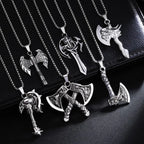 Vintage Viking Axe New In Necklace Crow Wolf Viking Pendant Necklace Medieval Mythology Jewelry For Men Gifts