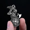 Good Detail 2024 NEW 316L Stainless Steel Viking Warrir Crow Symbol Crow Axe Pendant Necklace For Man Hiphop Jewelry For Man
