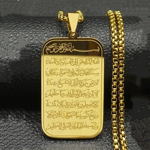 Stainless Steel Islam Religious Muslim Pendant Engraved Necklace for Women & Men Trendy All-match & Exquisite Jewelry