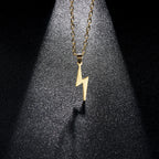 Stainless Steel Metal Lightning Shaped Pendant Necklace For Women Men Minimalist Geometric Lightning Clavicle Chain Jewelry Gift