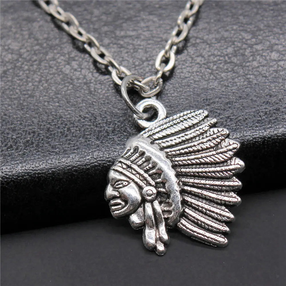 Vintage Chief Pharaoh Necklace On The Neck 43Cm Chain Girl Jewellery Beach Art Supplies