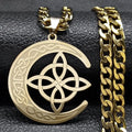 Celtic Moon Pendant Necklace — Stainless Steel