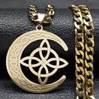 Celtic Moon Pendant Necklace — Stainless Steel