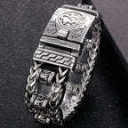 Cool Men‘s Stainless Steel Braided Rope Dragon Bone & Skull Head Bracelet for Man Religious Scripture Bracelets