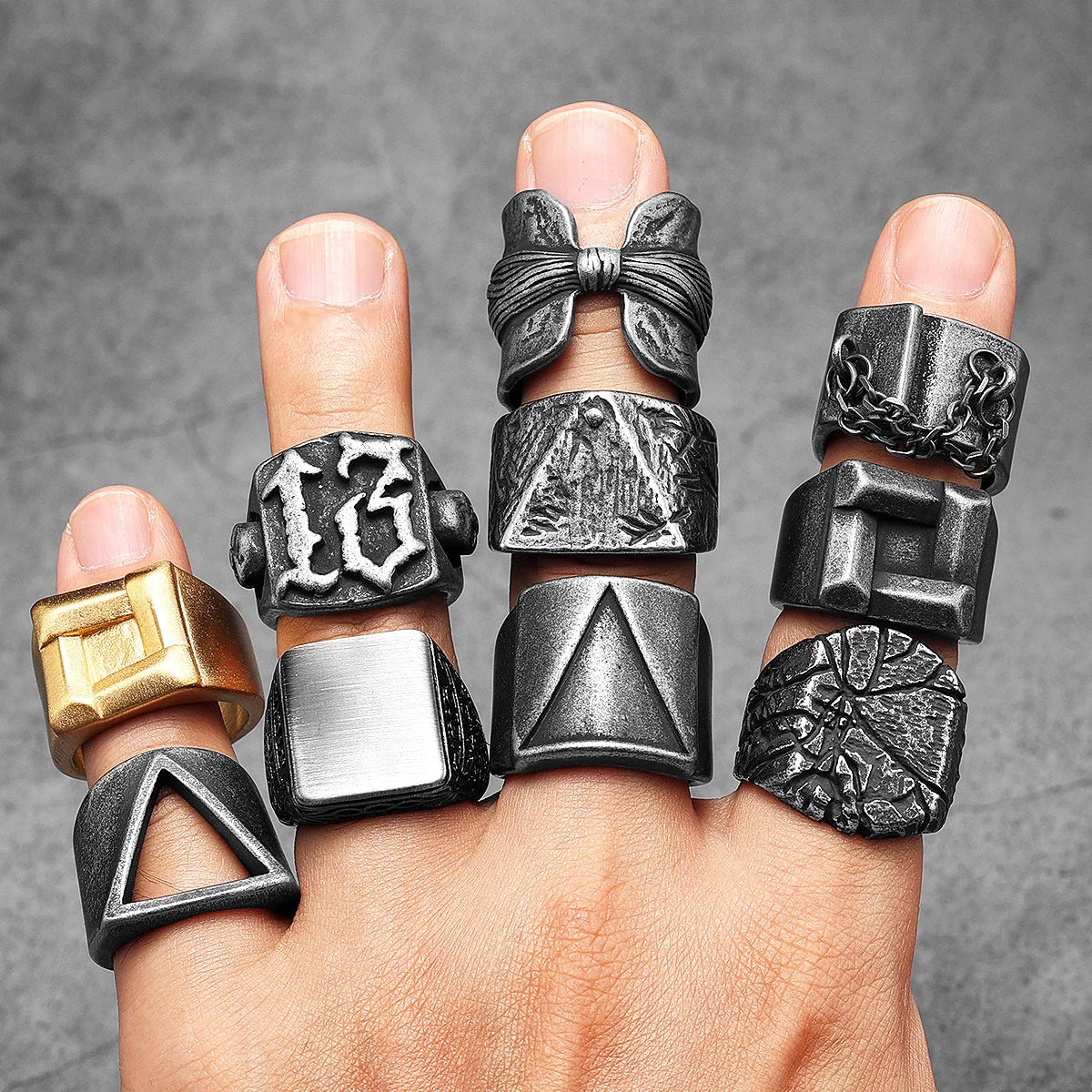 Geometry Texture Ring — Stainless Steel