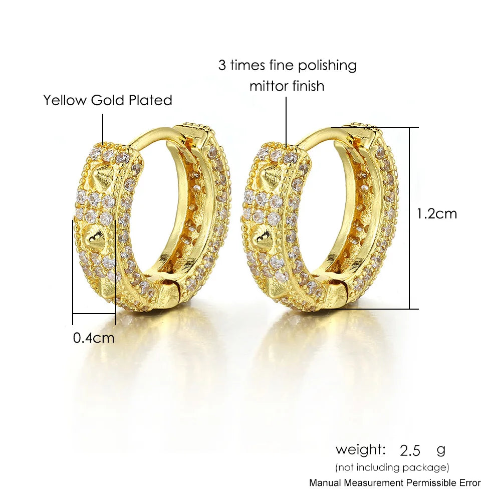 Gold Iced Out Skull Hoop Earrings Rivet