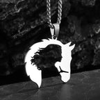 Silver Horse Head Pendant Necklace Statement