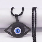 Hamsa Evil Eye Pendant Necklace — Stainless Steel