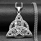 Triquetra Pentagram Triple Moon Necklace — Stainless Steel