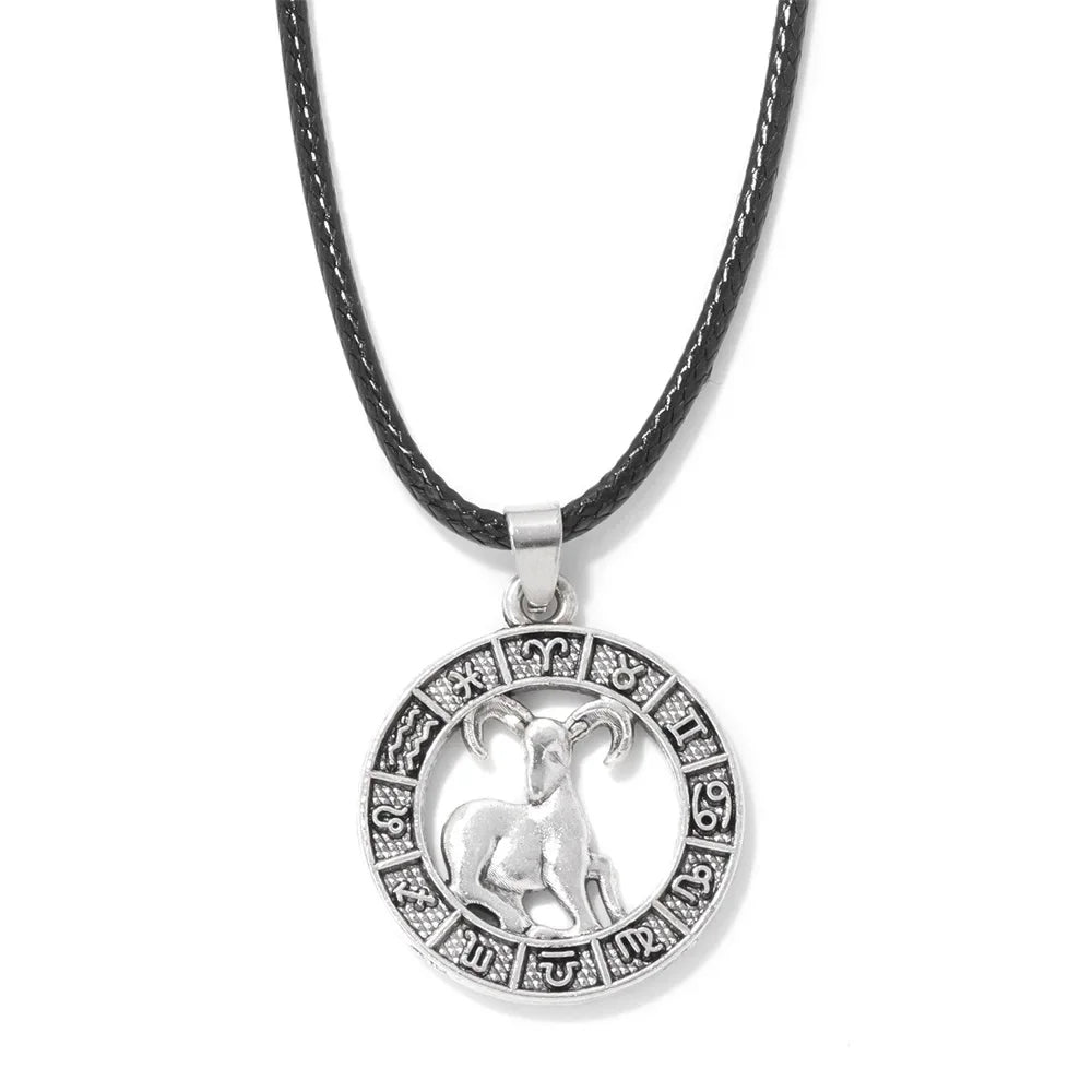 12 Horoscope Pendant Necklace For Women Men Silver Color Aries Leo 12 Constellations Zodiac Sign Necklaces Choker