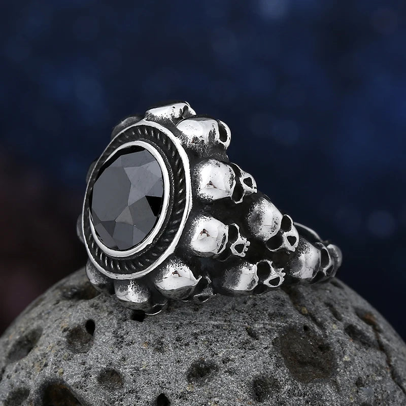 Cool Punk Domineering 316L Stainless Steel Heavy Sugar Skull Ring Mens Punk Rock Biker Jewelry Christmas Creativity Gift