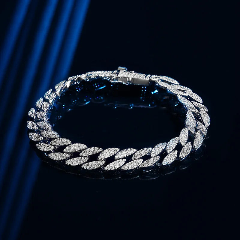 Luxury Solid Platinum PT950 Cuban Bracelet Men's Diamonds Men's Bracelet