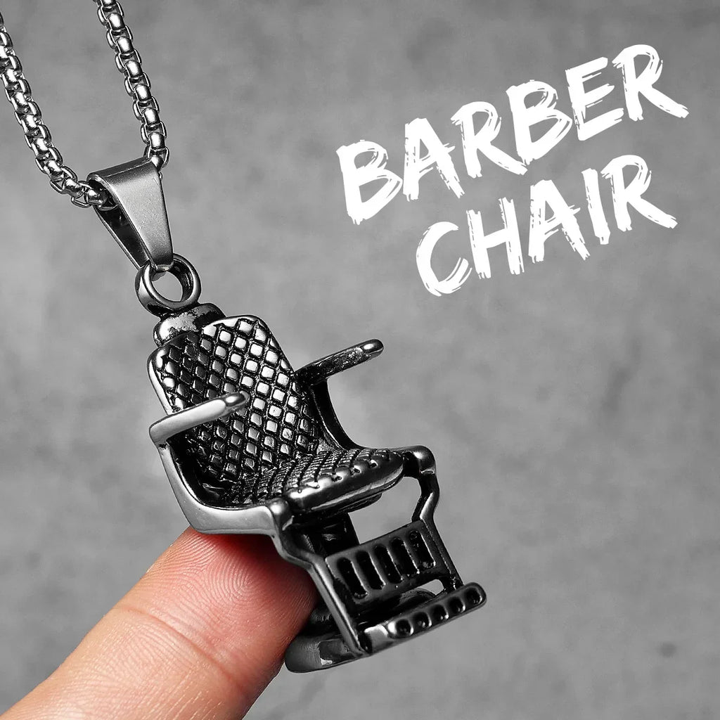 Barber Tools Pendant Necklace — Stainless Steel