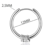 HE23 Titanium 2.5 LineHoop Earrings Circle 8/10/12/14/16/18/20mm 316l Stainless Steel Earring IP Plating No Fade