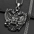 Russian Double-Headed Eagle National Emblem Symbol Pendant Necklaces for Women Men Silver Color Stainless Steel Jewelry Gift