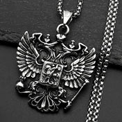 Double Russian Eagle Pendant Necklace — Stainless Steel