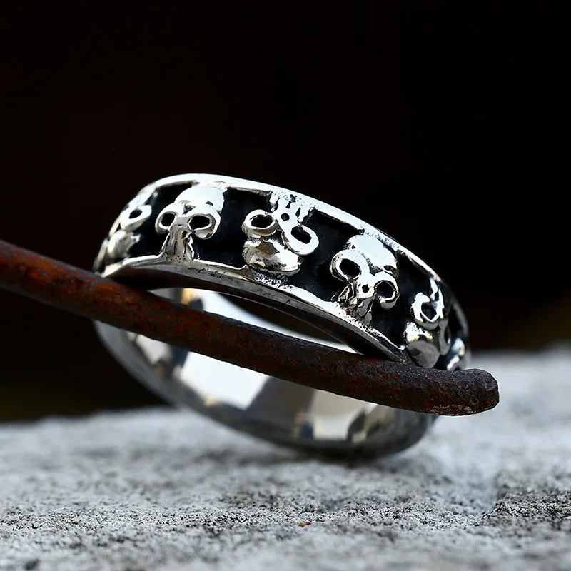 New Gothic 316L Stainless Steel Skull Ring Punk Hip Hop Fashion Skeleton Rings For Men Women Unique Biker Jewelry Halloween Gift