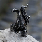 NEW Men's 316L Stainless-Steel Rings Skull Ring Horned Satan Devil Ring for Teens Gothic Punk Jewelry Gifts Dropshipping