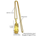Virgin Mary Guadalupe Rhinestone Necklace — Stainless Steel