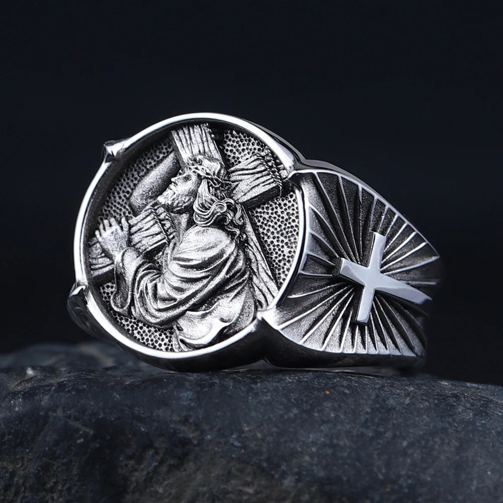 Cross Jesus Ring — 925 Silver