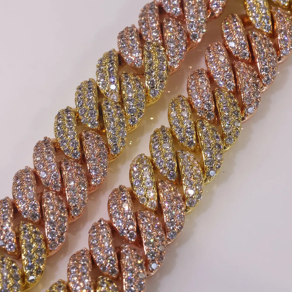 Rose Gold Cuban Chain Necklace Iced Out 10MM