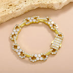 Gold Iced Out Bracelet Statement 8-Inch