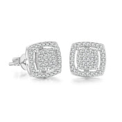 Iced Out Square Zirconia Stud Earrings CZ