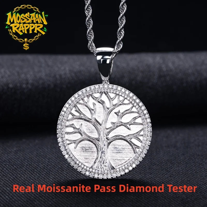 Iced Out Tree of Life Pendant — 14K Gold