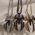 Silver Spider Pendant Necklace Box Chain