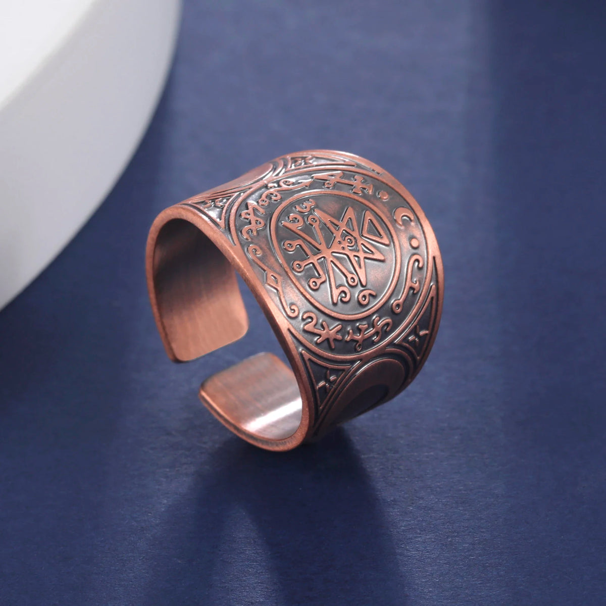 Metatron, Lilith & Archangel Sigil Wide Open Ring — Adjustable