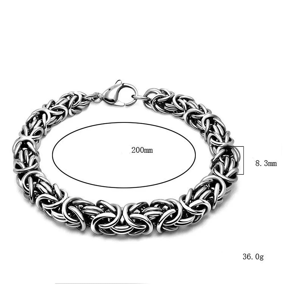 Punk Braided Biker Chain Bracelet — Stainless Steel, 18.5-21.5cm