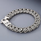 Retro Casting Stainless Steel Man Bracelet Matte Old Silver Color 12MM Curb Link Chain Men's Bracelets Bangles Wrist