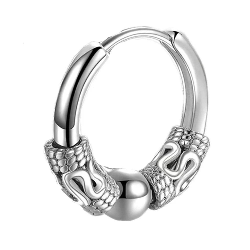 Stainless Steel Gothic Totem Hoop Earring