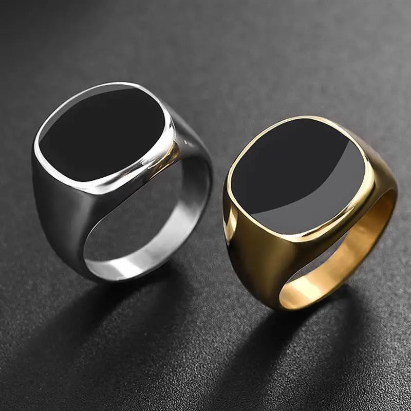 Jiayiqi Men'S Ring Punk Rock 316L Stainless Steel Signet Ring For Men Hip Hop Party Jewelry Male Wedding Gift Custom