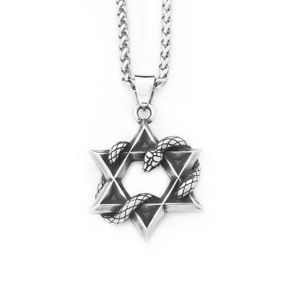 Star Snake Steel Pendant Punk Vintage David Hexagram