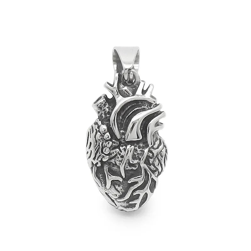 Personality Punk Quality Titanium Steel Anatomical Heart Pendant Necklace for Men Creative Jewelry