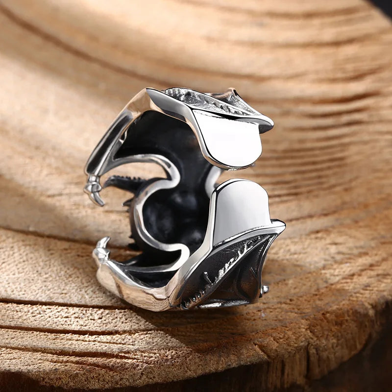 Gothic Skull Demon Bat Ring — Stainless Steel