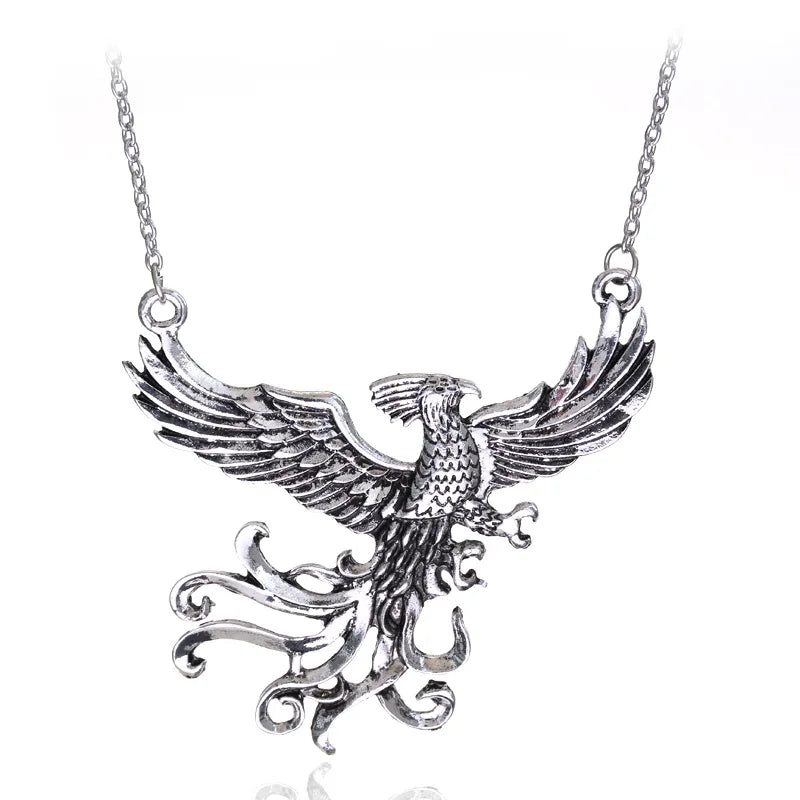 Phoenix Chinese Legend Undead Bird Pendant Necklace Paper Box  Set Halloween Easter Christmas Medieval Necklace Fawkes