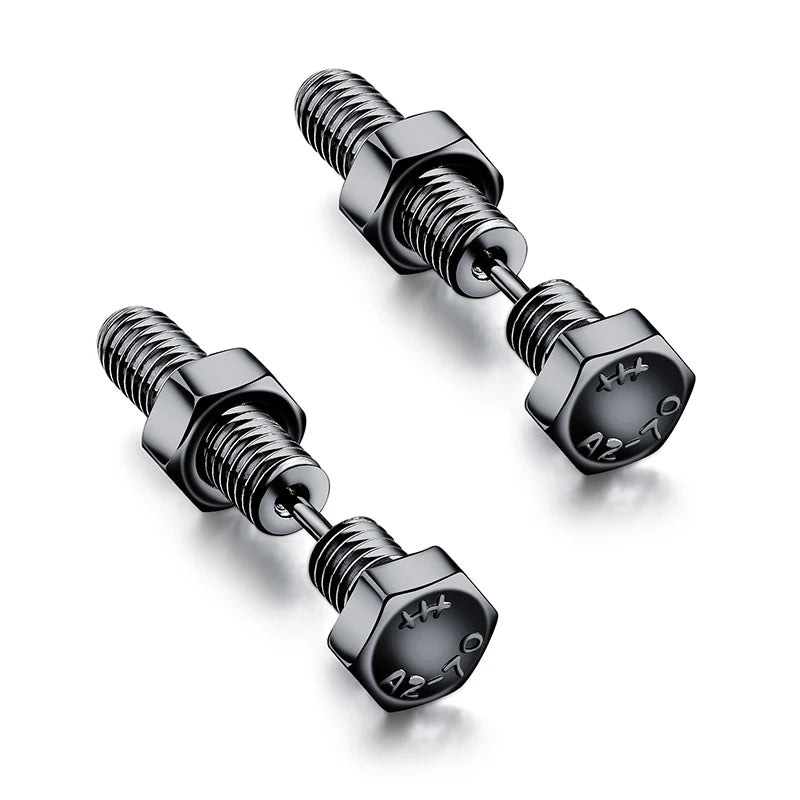 Gothic Nail Screw Piercing Stud Earrings — Stainless Steel