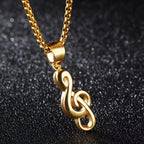 Gold Music Notation Box Chain Pendant Necklace