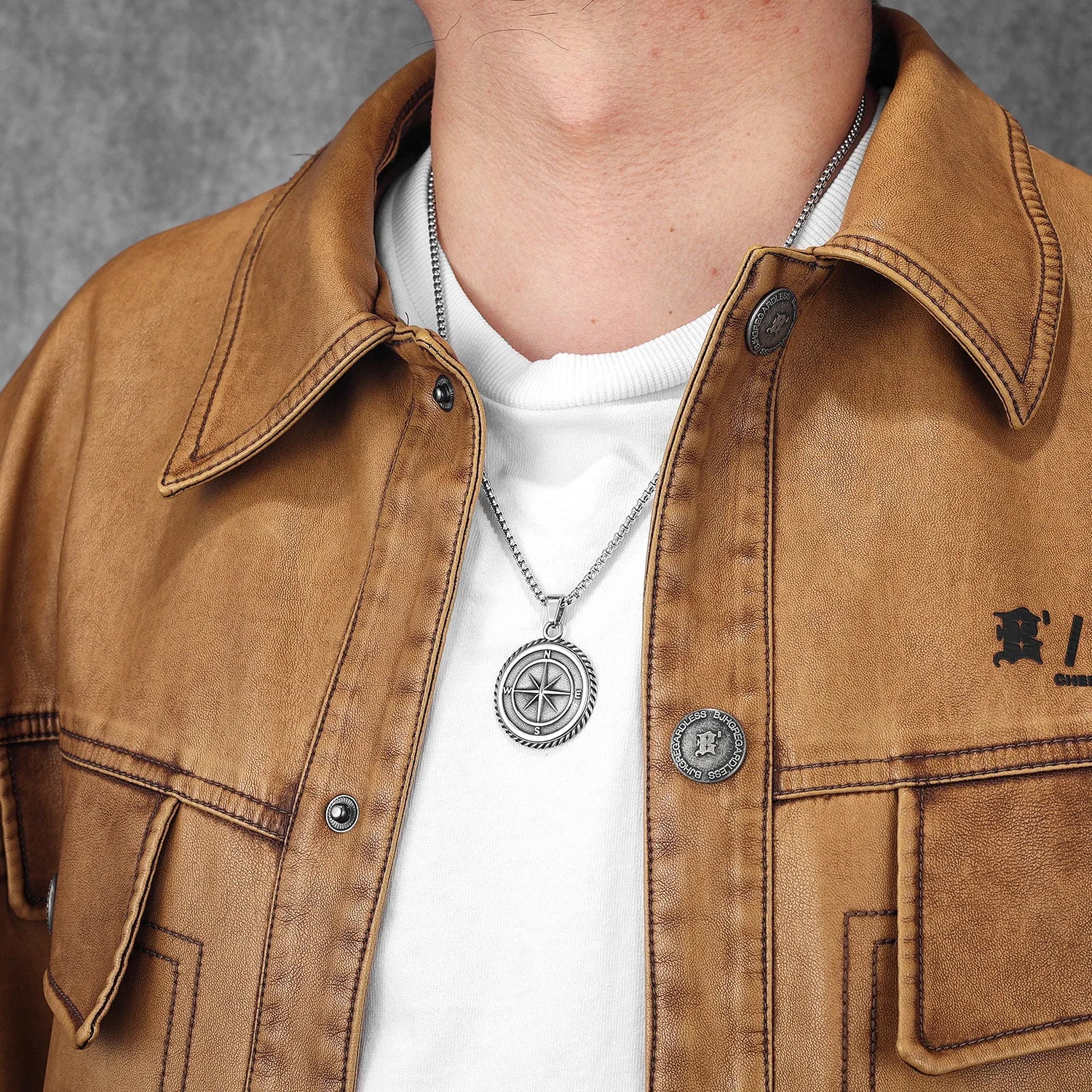 Compass Stainless Steel Pendant Necklace