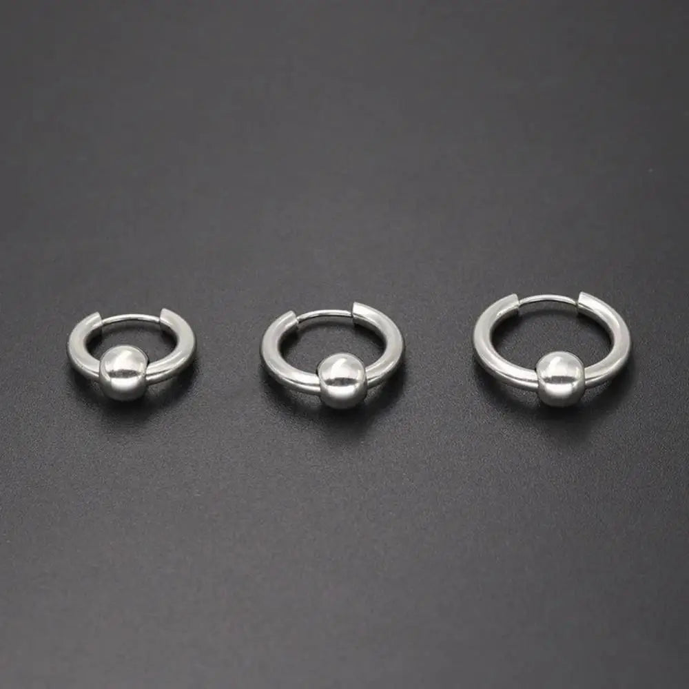 1 Pair Hoop Earrings Circle 8mm-16mm 316L Stainless Steel With Ball Earrings Piercing Plating No Fade Allergy Free For