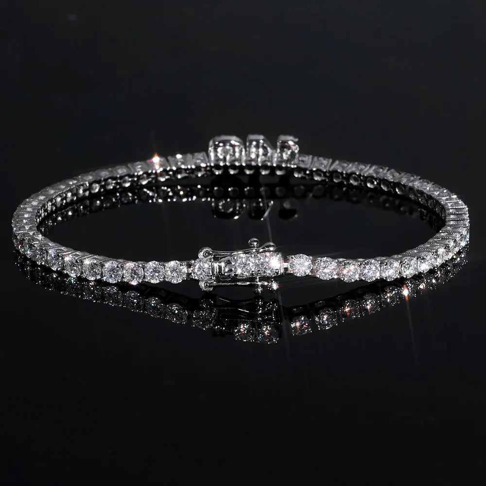 Initial Letter Tennis Bracelet — Iced Out Silver-Tone, 3mm