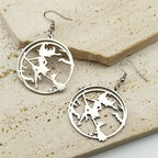 Bat Silver Earrings Goth Magic Cartoon Witch Broom