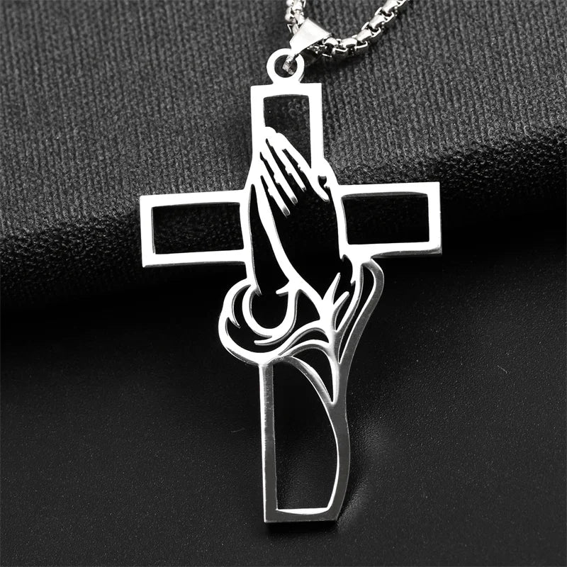 Jesus Cross Stainless Steel Pendant Necklace
