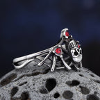 316L Stainless Steel Gothic Accessories Skull Ring With Red Stone For Man Women Punk Jewelry Couple Or Women Gift