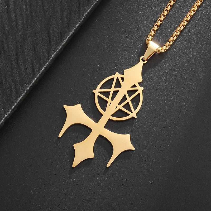 Stainless Steel Trinity Celtic Knot Nordic Rune Pendant Necklace Retro Ethnic Style Irish Knot Lucky Amulet Jewelry for Men