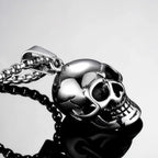 Silver Skull Pendant Necklace Stainless Steel Simple